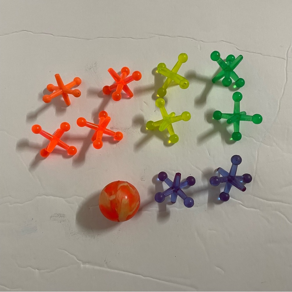 Vintage Multicolored Jacks with Orange Ball